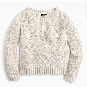 J.Crew Cotton Cable Knit Pointelle Sweater